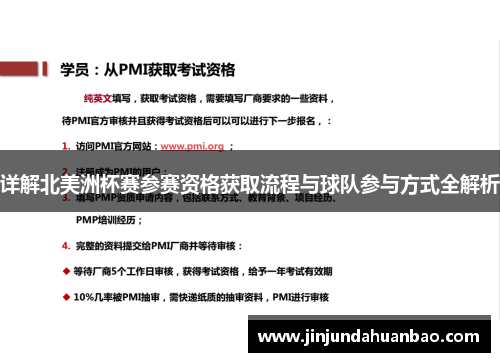 详解北美洲杯赛参赛资格获取流程与球队参与方式全解析